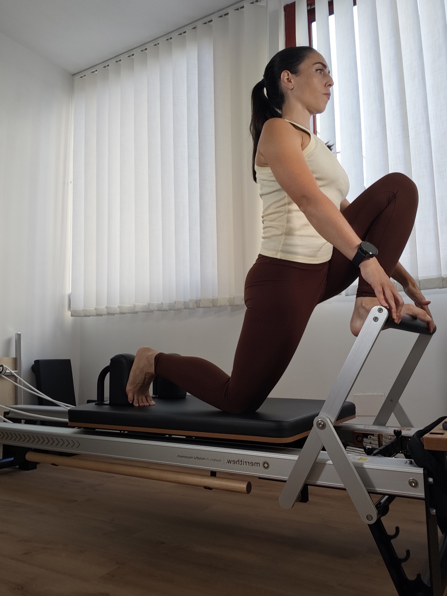 Ilenia durante un esercizio di mobilità sul Reformer